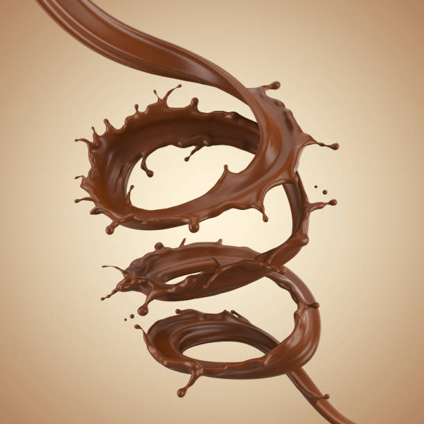 chocolate spiral - drink close up dairy product flowing imagens e fotografias de stock