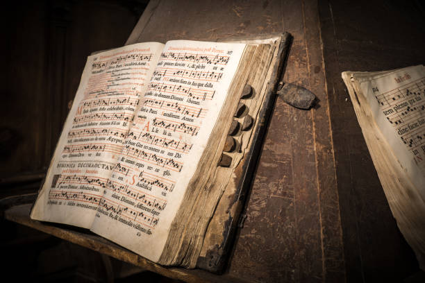 istock church choir books on a wooden lectern 856555882
