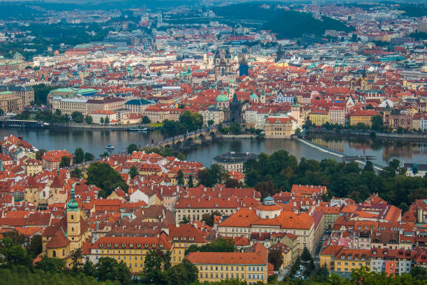istock Prague with red roofs from above summer day, Czech Republic 856561200