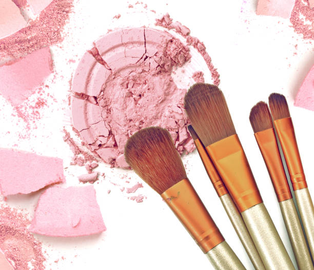 istock Brush make up and pink cosmetic powder 856561692