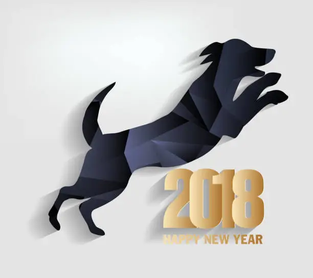 Vector illustration of Happy new year 2018 greeting card and chinese new year of the dog