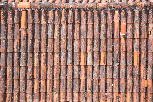 Antic Tile texture on the roof of an old Turaida castle in Latvia.
