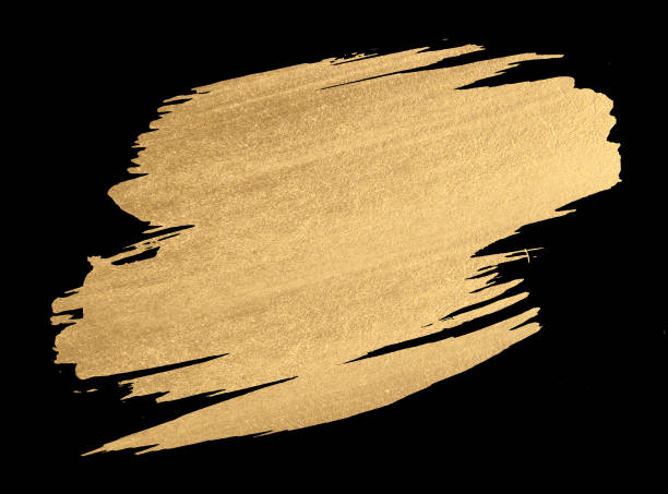 istock Gold watercolor texture paint stain   shining brush stroke 856568460