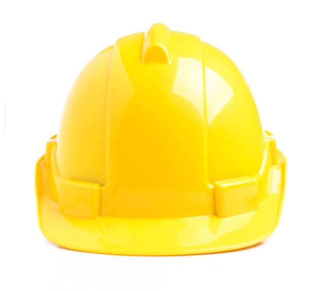 istock Yellow safety helmet on white background 856569006