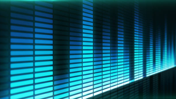 schallwelle. 3d illustration eine blaue musik equalizer. - ambient sound flash stock-fotos und bilder