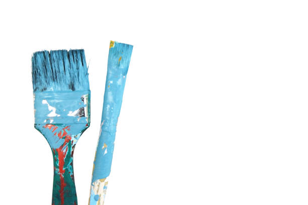 istock Used Paint Brushes on white background Painting Abstract 856594024