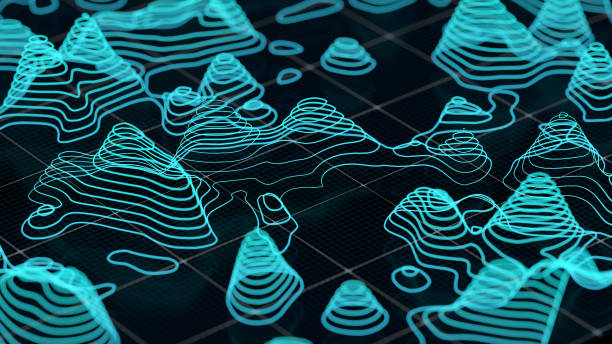 abstrakte 3d-topografische karte - topographic map fotos stock-fotos und bilder