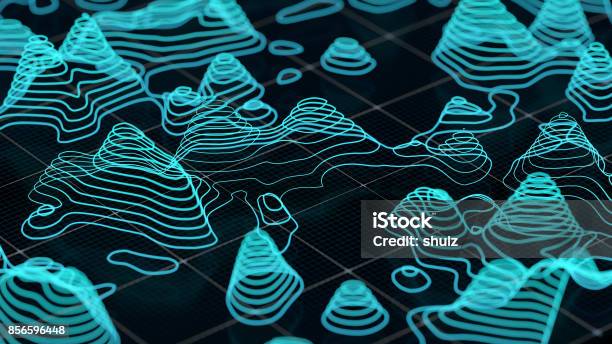 Abstract 3d Topographic Map Stock Photo - Download Image Now - Topography, Relief Map, Three Dimensional