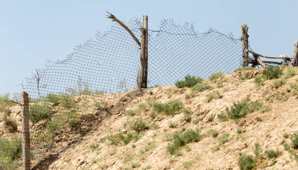 istock metal fence on the nature 856597584