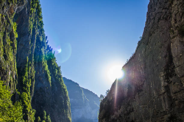 istock The sun shines through the gorge in the mountains 856599758