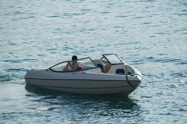 Fast motor boat on a river Dnieper
