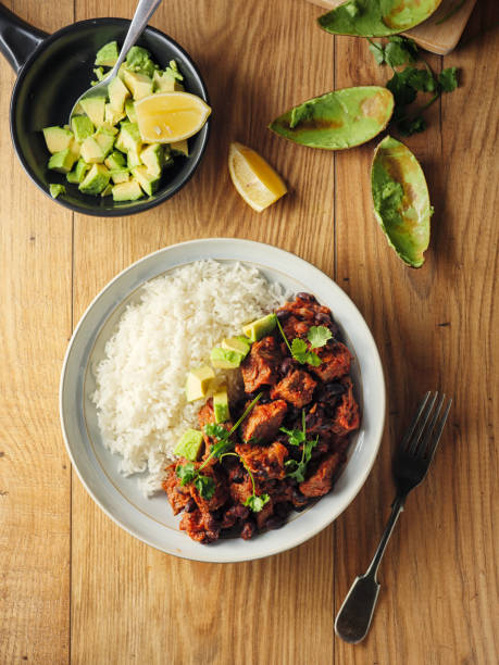 Chilli with meat Home made freshness chunk beef Chilli con carne service with jasmine rice and freshness avocado and sour cream jasmine rice stock pictures, royalty-free photos & images