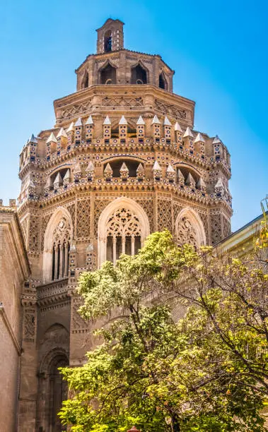 The Gothic-Mudejar Cathedral of the Savior (Catedral del Salvador) or La Seo de Zaragoza (Saragossa), Aragon, Spain.