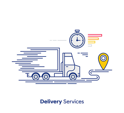 Line vector illustration of delivery services.