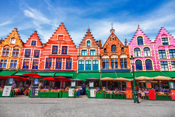 plaza grote markt de brujas - brick european culture facade famous place fotografías e imágenes de stock