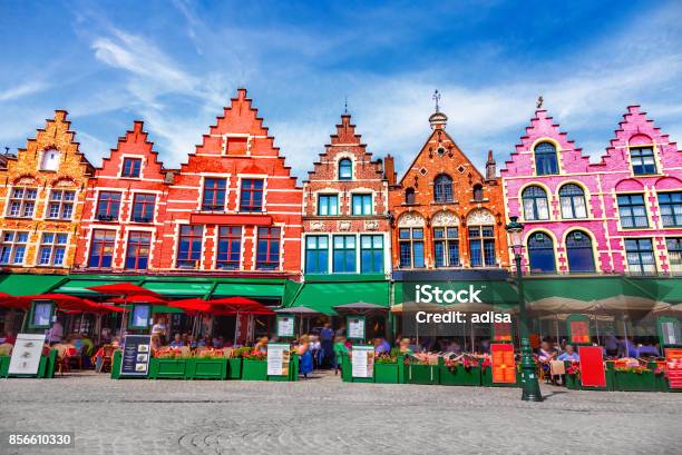 Grote Markt Square In Brugge Stock Photo - Download Image Now - Bruges, Belgium, Town Square