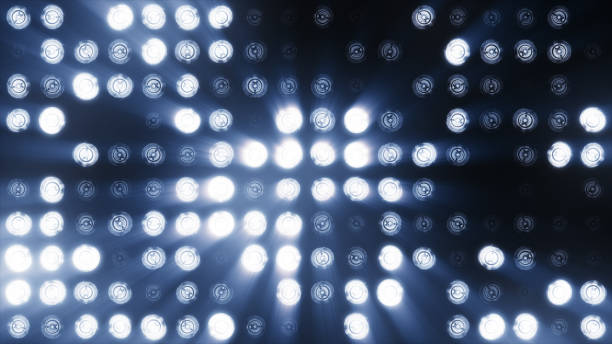 el muro de luces led es azul frío - stage light flash fotografías e imágenes de stock