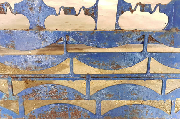 istock Rusty creative fence made from metal sheet  cutting design off 856611504