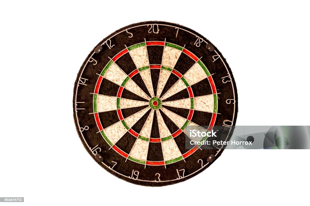 Empty dart board on a white background Dartboard Stock Photo