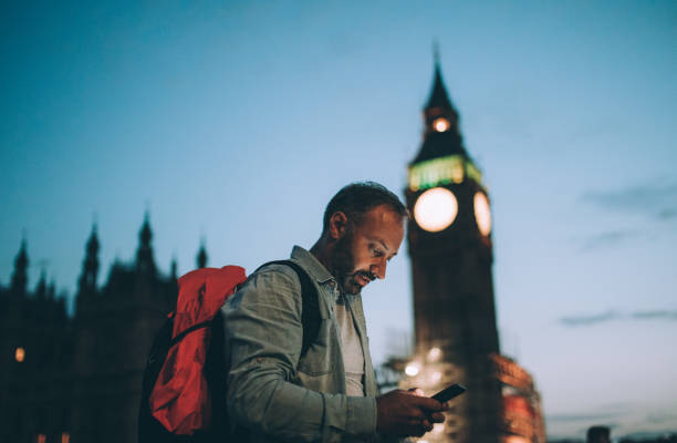 istock Man tourist in city 856617866