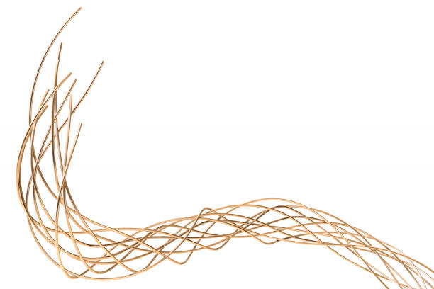 istock Abstract golden wires isolated on white 856619364