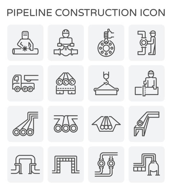 illustrations, cliparts, dessins animés et icônes de icône de construction de pipeline - pipeline