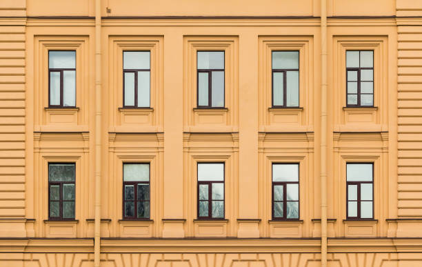 istock Windows in a row on facade of office building 856639156