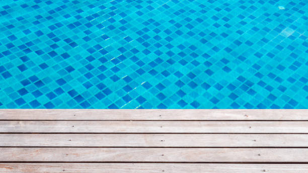 istock Wood floor beside of swimming pool 1 856646440