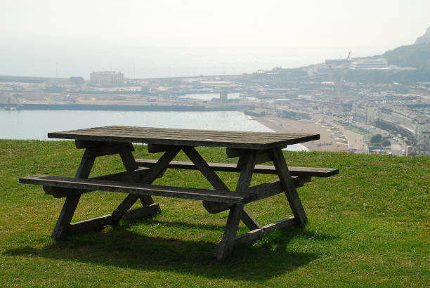 istock Panorama view of Dover, a picnic table in the front 856652878