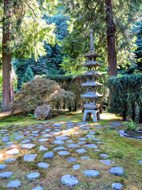 Portland Japanese Garden Serene landscapes found within the Portland Japanese garden portland japanese garden stock pictures, royalty-free photos & images