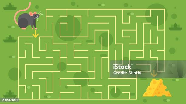 Kids Game With Mouse Stock Illustration - Download Image Now - Maze, Child, Board Game