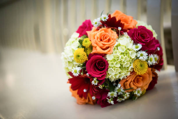 istock Orange, yellow, white wedding bouquet 856672916