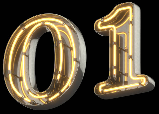 istock Yellow Neon Sign chrome Font. 856678680