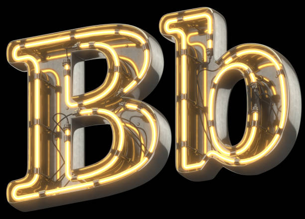 istock Yellow Neon Sign chrome Font. 856679594