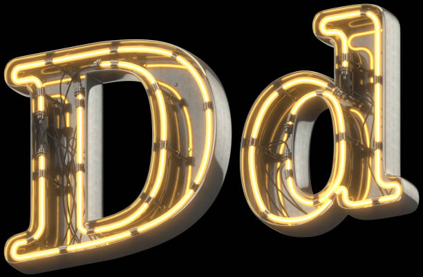 istock Yellow Neon Sign chrome Font. 856681854