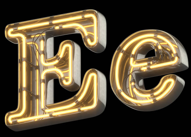istock Yellow Neon Sign chrome Font. 856682116