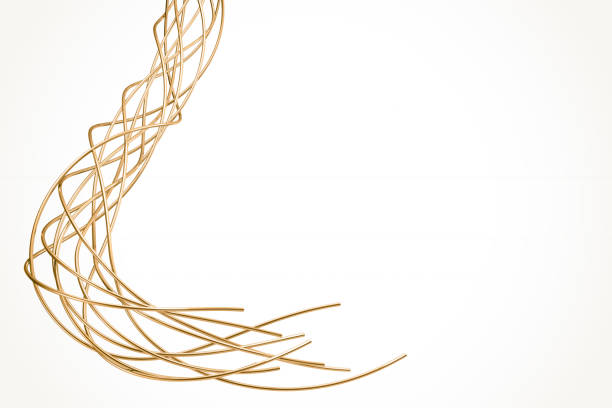istock Abstract golden wires isolated on white 856682246