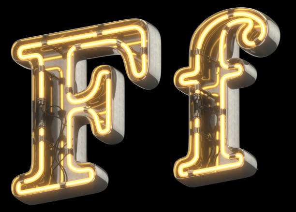 istock Yellow Neon Sign chrome Font. 856682526