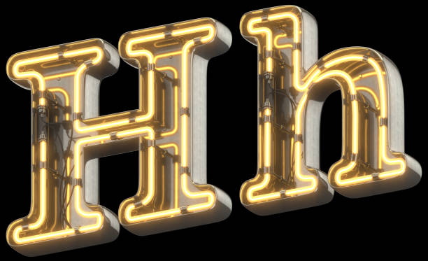 istock Yellow Neon Sign chrome Font. 856682952
