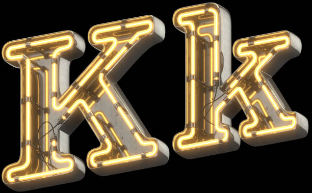 istock Yellow Neon Sign chrome Font. 856685816
