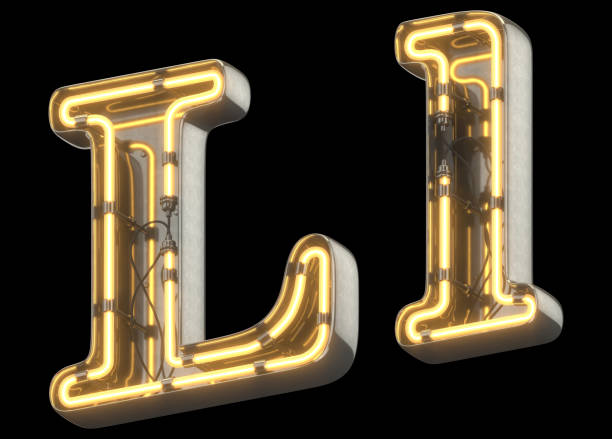 istock Yellow Neon Sign chrome Font. 856685940