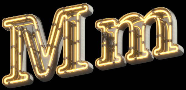 istock Yellow Neon Sign chrome Font. 856686132
