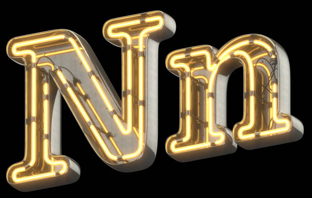 istock Yellow Neon Sign chrome Font. 856686528