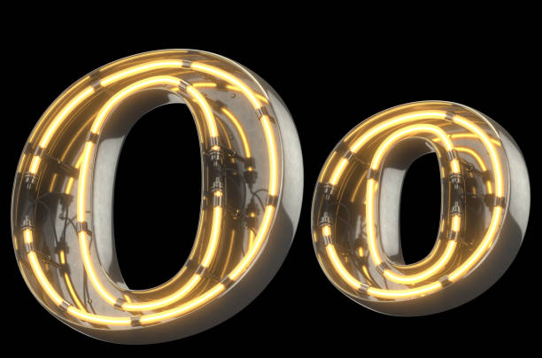 istock Yellow Neon Sign chrome Font. 856686778