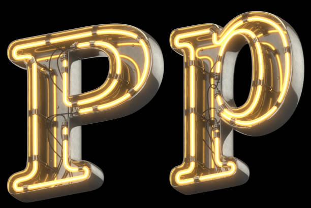 istock Yellow Neon Sign chrome Font. 856689100