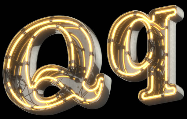istock Yellow Neon Sign chrome Font. 856689496