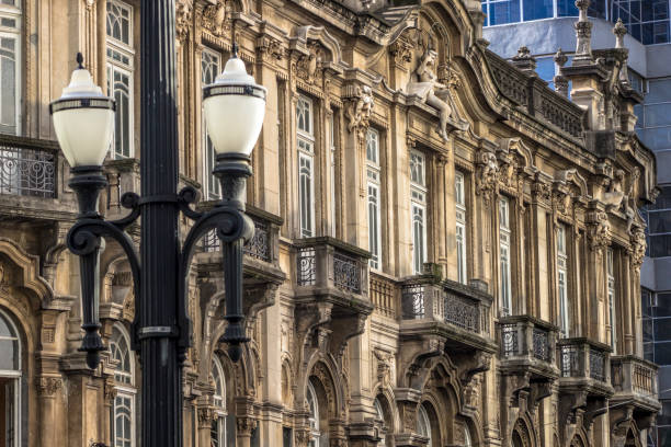 Sao Paulo, Brazil, April 15, 2013. Facade of  Palacete Teresa Toledo Lara building on Quintino Bocaiúva street, downtown Sao Paulo. Built in the 1910 this building was designed by the German architect Augusto Fried and was known to have been the headquarters of Record Radio in the 1930