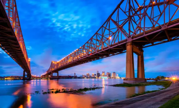 Photo of Skyline of New Orleans with Mississippi River at Dusk