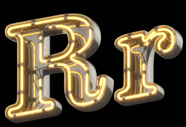 Yellow Neon Sign chrome Font.