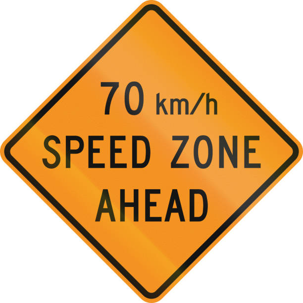 istock Temporary United States MUTCD warning road sign - 70 Kmh zone ahead 856689838